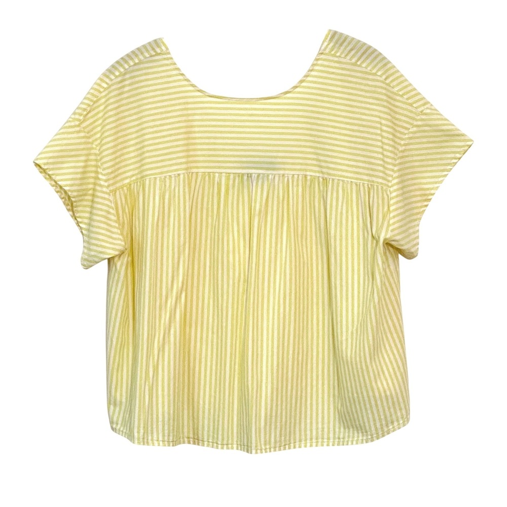 Eloquii Yellow White Striped Scoop Neck Dolman Short Sleeve Top Size 14